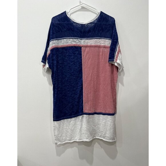 We The Free by Free People Charleston ColorBlock Oversized Tunic Blue/Pink/White - Picture 7 of 11